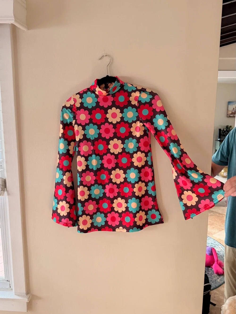 Weissman Girls Dance Costume Multicolor Floral Mock Neck Dress LC